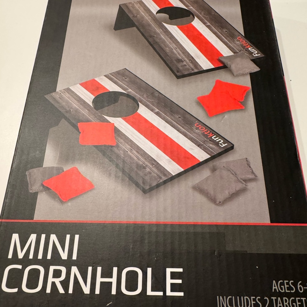Mini Cornhole Game Set - Red and Gray